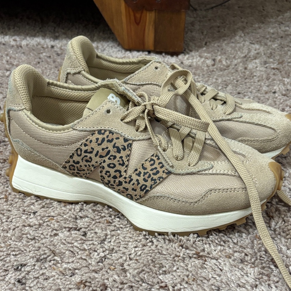 New Balance Tan Leopard Print Women's Sneakers